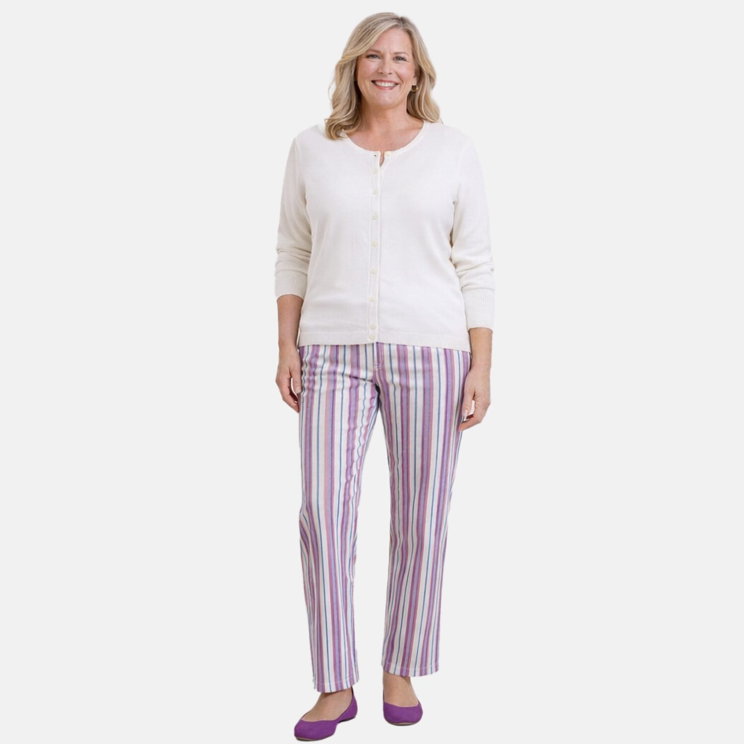 Pure And Natural Crew Neck Knitted Cardigans (Size 10) - White 8483067 0
