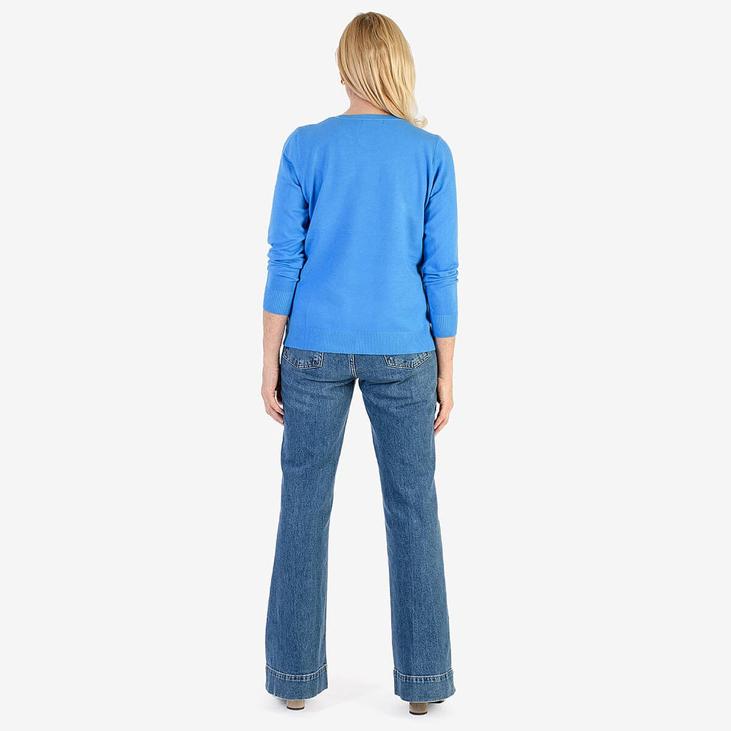 Pure And Natural Crew Neck Knitted Cardigans (Size 14) - Flora Blue
