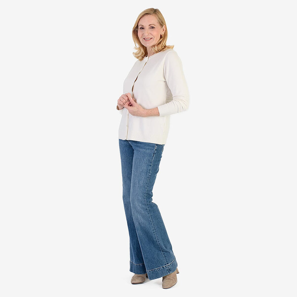 Pure And Natural Crew Neck Cardigans (Size 14) - Ivory