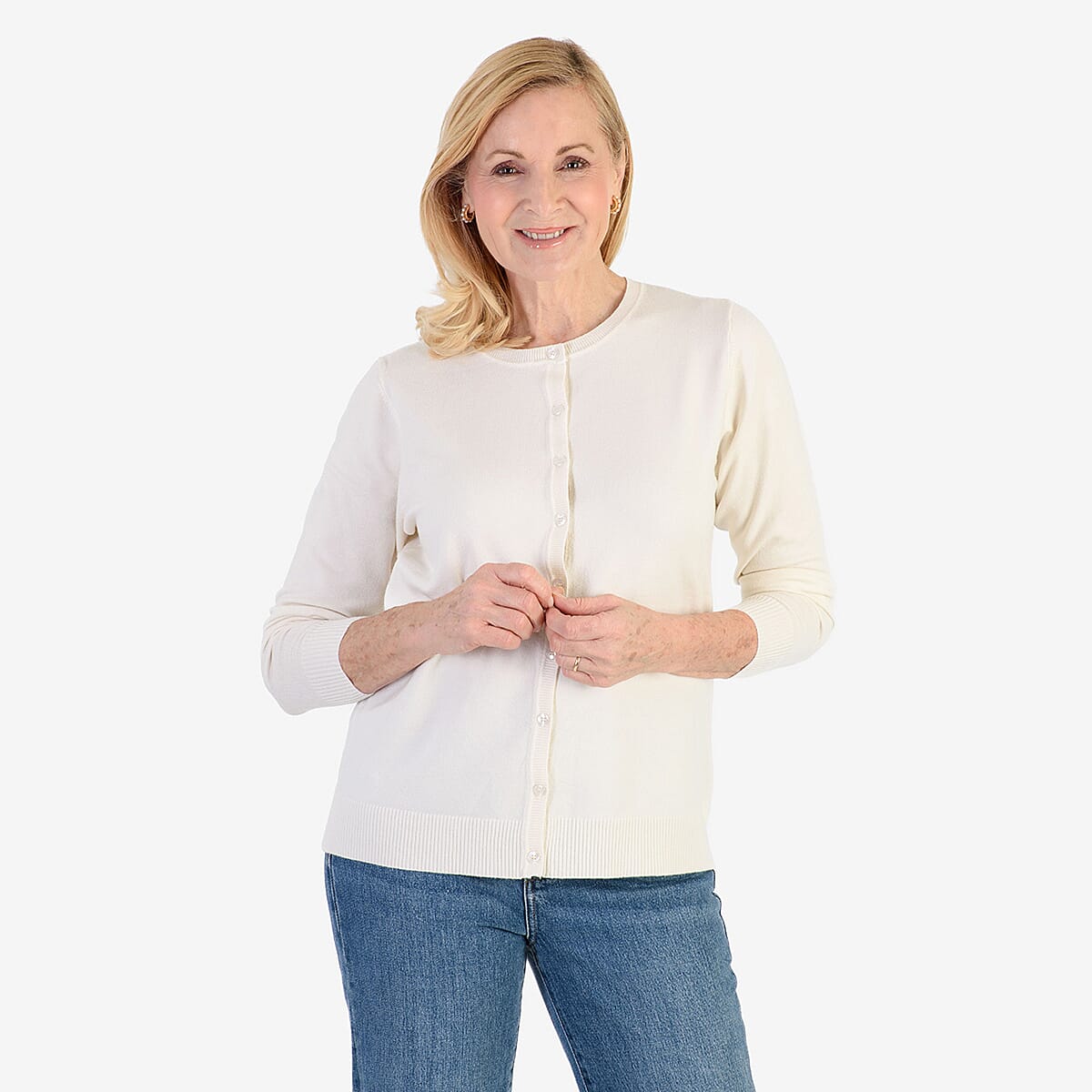 Pure And Natural Crew Neck Cardigans (Size 20) - Ivory 8250285 4