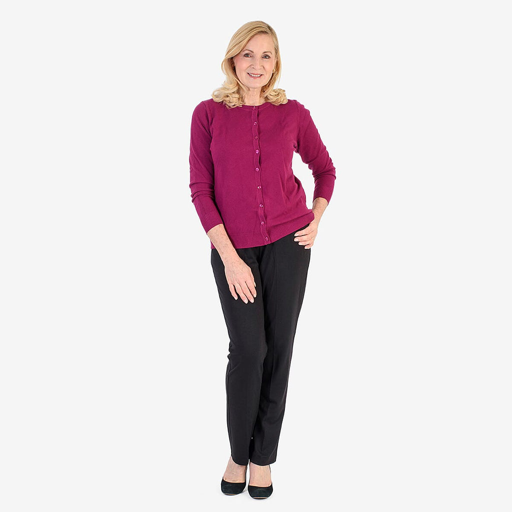 Pure And Natural Crew Neck Cardigans (Size 20) - Mulberry