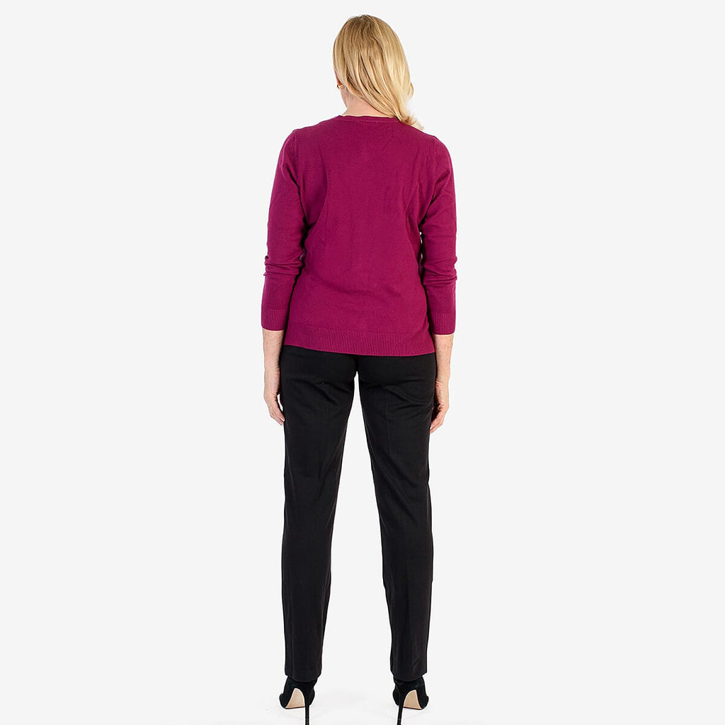 Pure And Natural Crew Neck Cardigans (Size 20) - Mulberry
