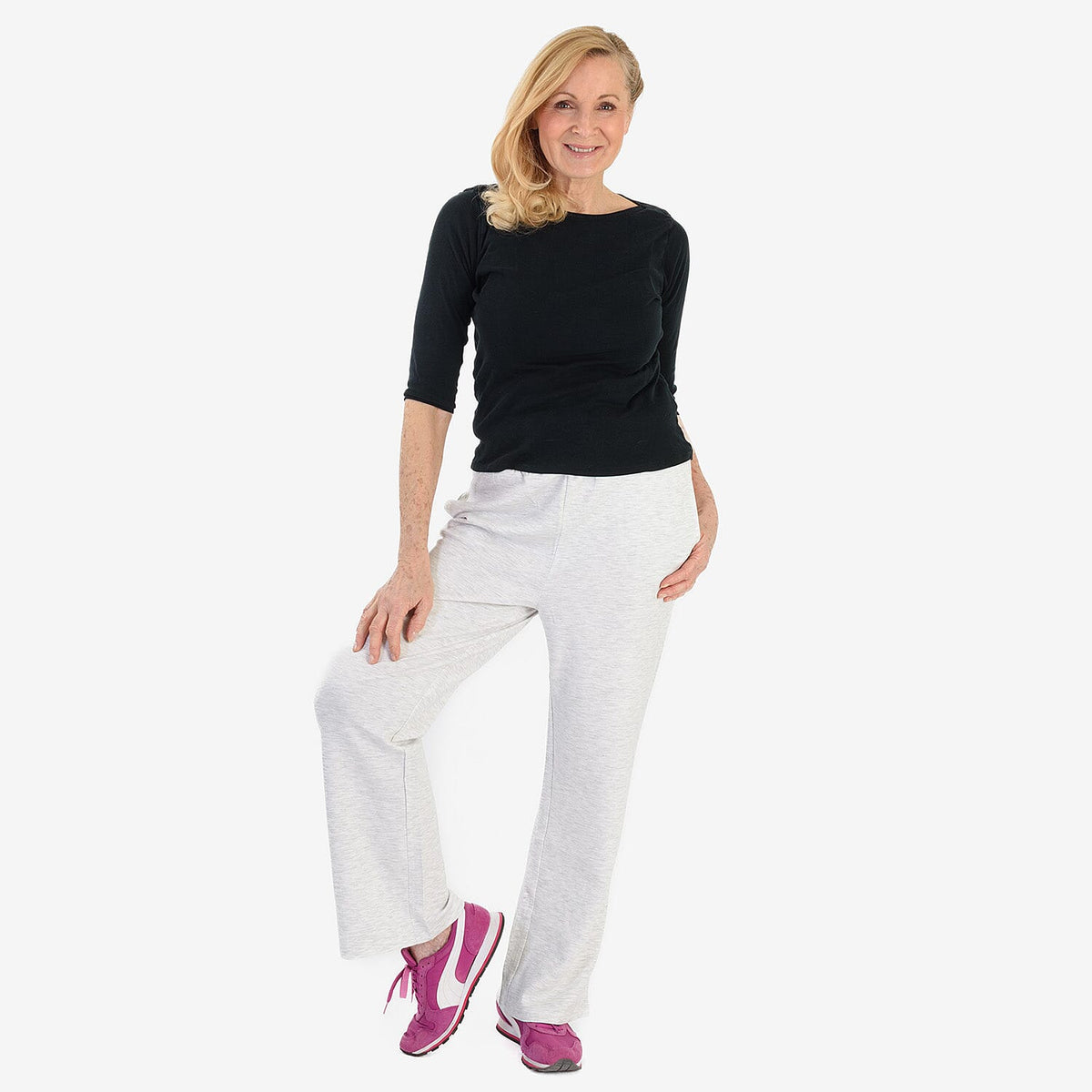 Pure And Natural Elasticated Waist Band Stripe Trousers (Size M) - Grey V32516513 0