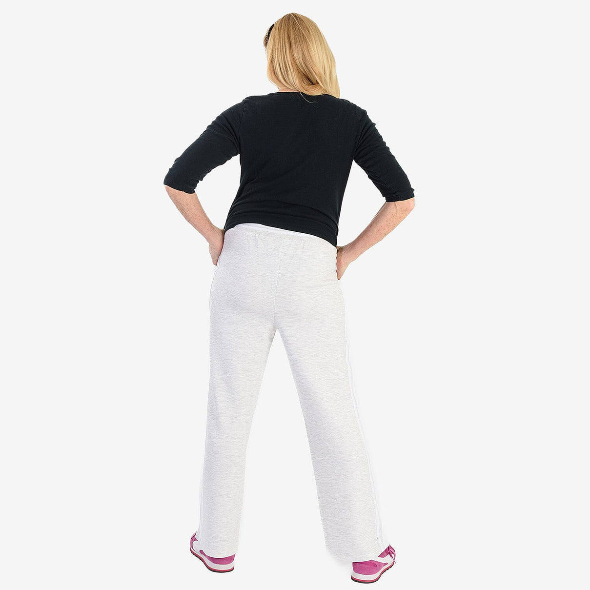 Pure And Natural Elasticated Waist Band Stripe Trousers (Size M) - Grey V32516513 4