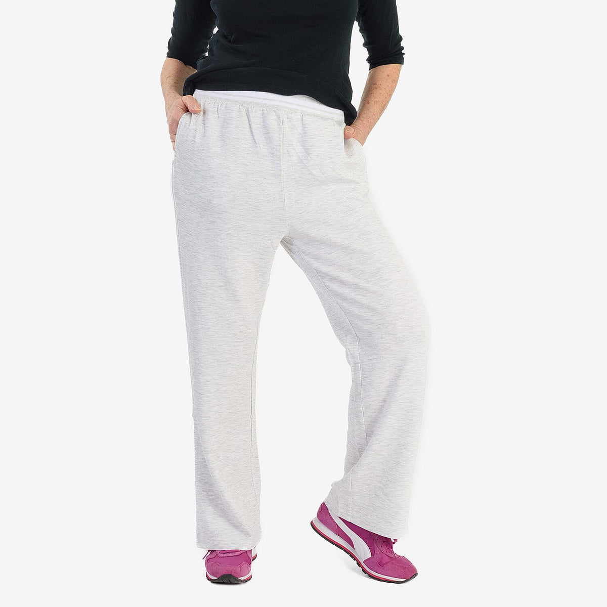 Pure And Natural Elasticated Waist Band Stripe Trousers (Size M) - Grey V32516513 5