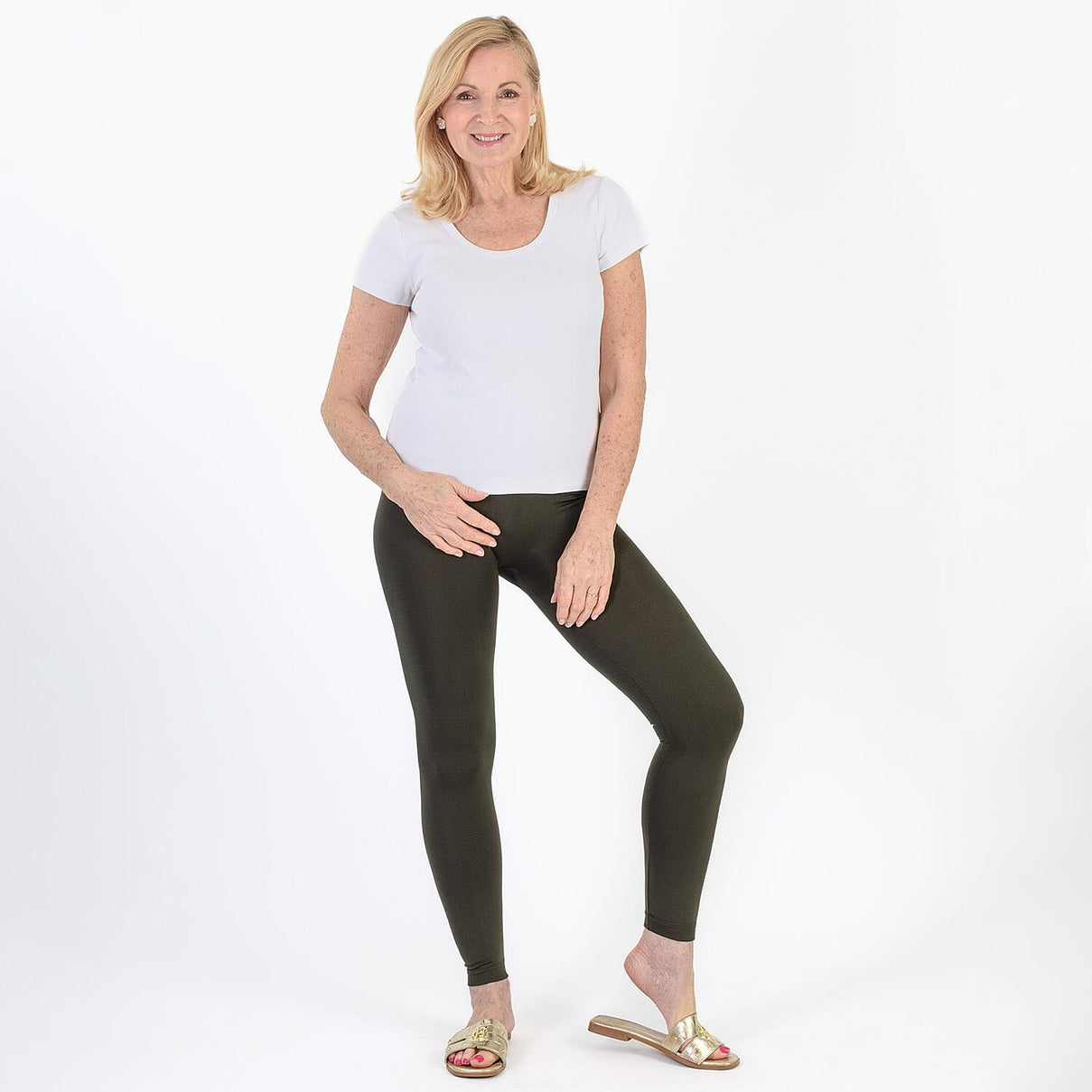 Pure And Natural Fleece Leggings (Size 14-16) - Khaki V32518091 1