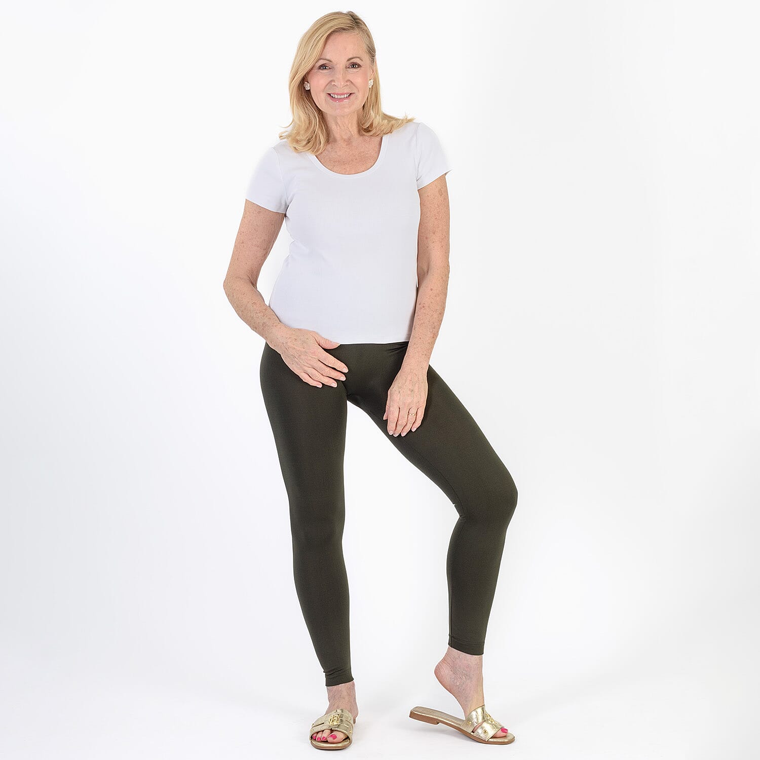 Pure And Natural Fleece Leggings (Size 14-16) - Khaki V32518091 1