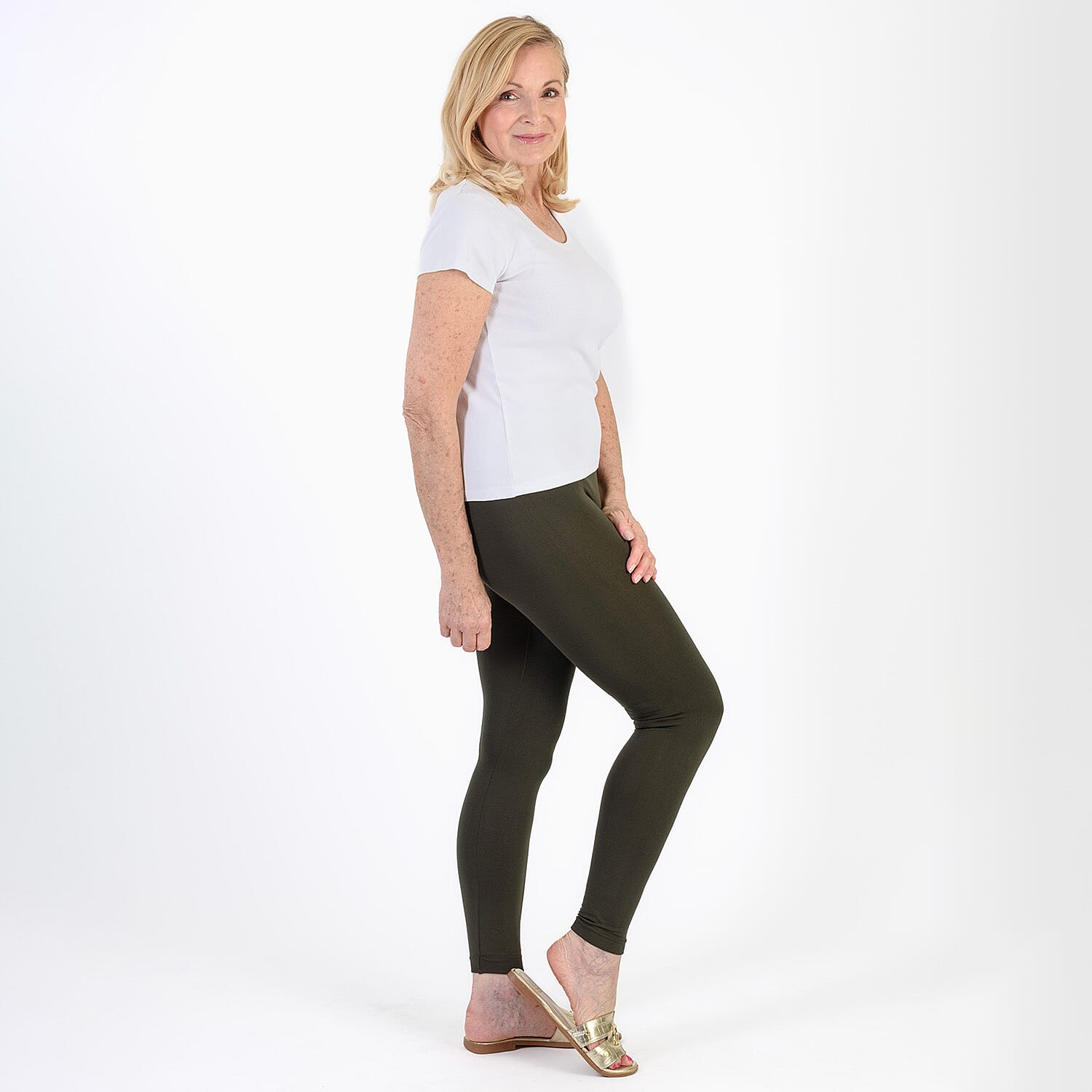 Pure And Natural Fleece Leggings (Size 14-16) - Khaki V32518091 2