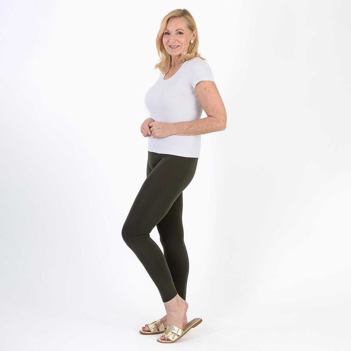 Pure And Natural Fleece Leggings (Size 14-16) - Khaki V32518091 3