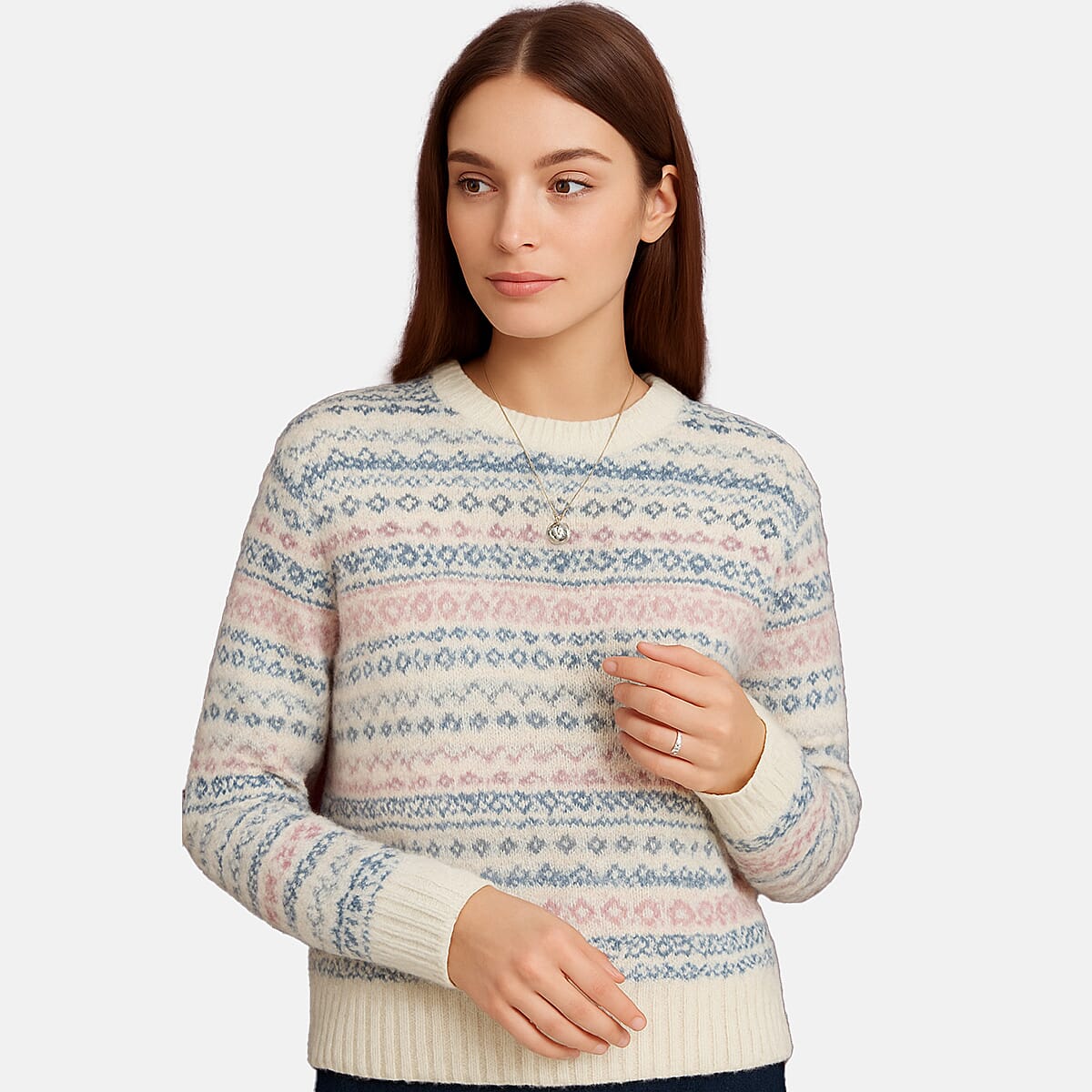 Pure And Natural Jacquard Boucle Jumper (Size M) - White 8221628 0