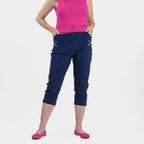 Pure and Natural Elasticated Waist Cropped Stretched Trousers with 20Inch Inseam (Size 18) - Navy