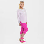 Pure and Natural Elasticated Waist Cropped Stretched Trousers with 20Inch Inseam (Size 18) - Rose Pink
