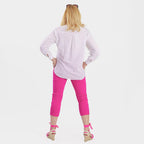 Pure and Natural Elasticated Waist Cropped Stretched Trousers with 20Inch Inseam (Size 18) - Rose Pink