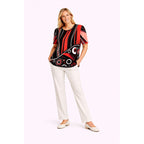 Pure And Natural Ladies Printed Top (Size 14 to 16) - Red