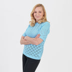 Pure And Natural Made In Uk Eyelet Knit Crew Neck Jumper (Size L-XL, 16 to 22) - Sky Blue
