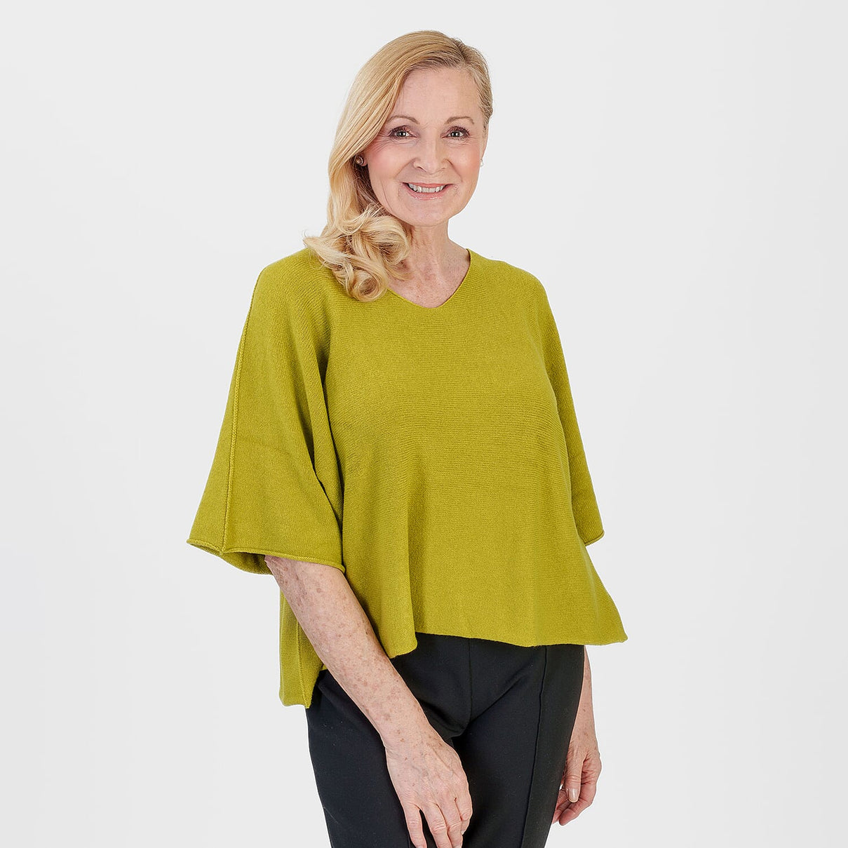 Pure And Natural Made in Italy Batwing Knitted Top (One Size, 10-20) - Lime 8547993 0