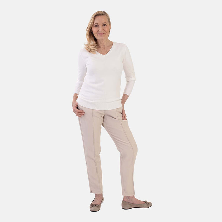 Pure And Natural Super Soft V-Neck Jumper (Size 12) - Bright White 8555390 2