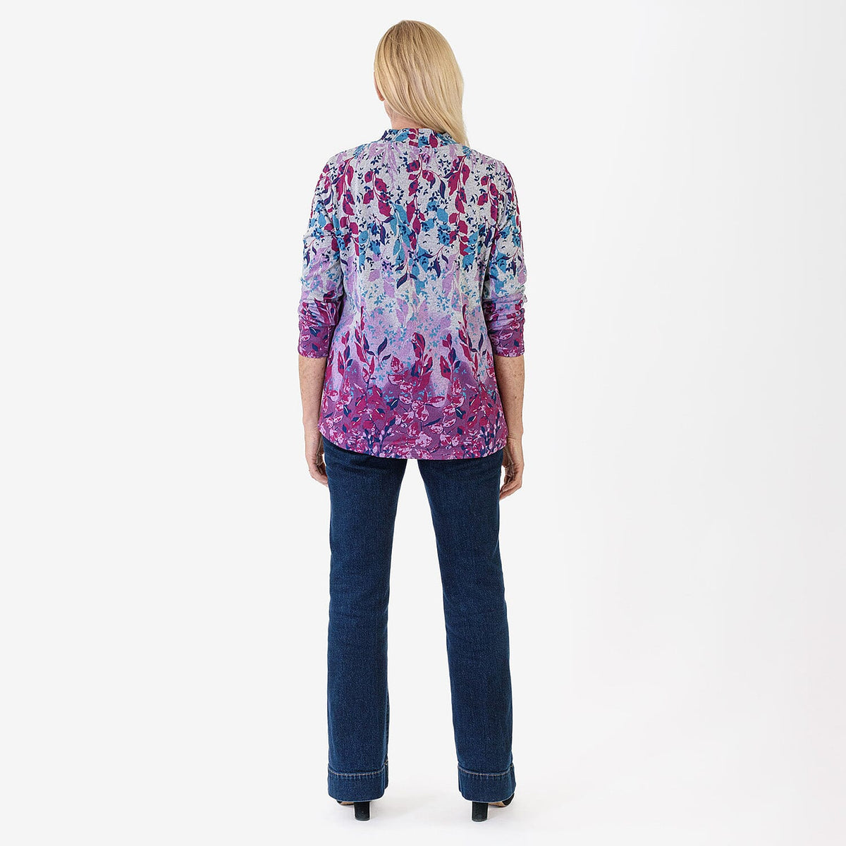 Pure And Natural Women's Turtle Neck Long Sleeve Jersey Top (Size L) - Grey, Purple &amp; Blue 8123024 2