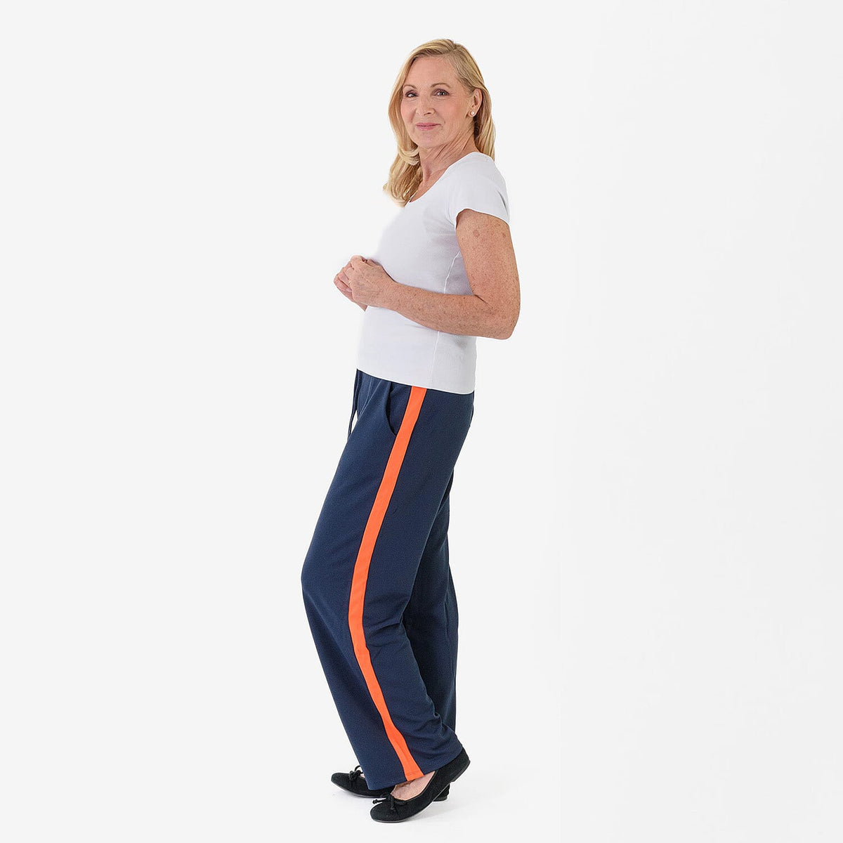 Pure And Natural Women's Wide Leg Track Pants With Contrast Stripe (Size 16-18) - Blue &amp; Orange V32557727 1