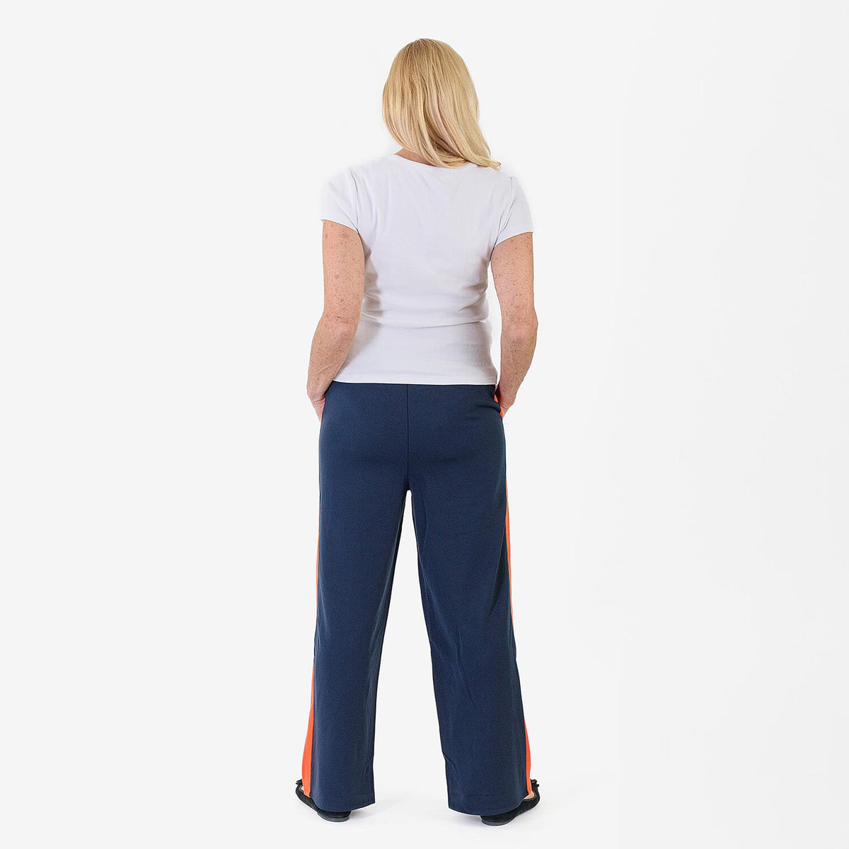 Pure And Natural Women's Wide Leg Track Pants With Contrast Stripe (Size 16-18) - Blue &amp; Orange V32557727 3