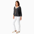 Nova of London Double Layer Cotton Top with Detachable Necklace (One Size) - Charcoal