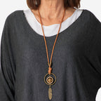 Nova of London Double Layer Cotton Top with Detachable Necklace (One Size) - Charcoal
