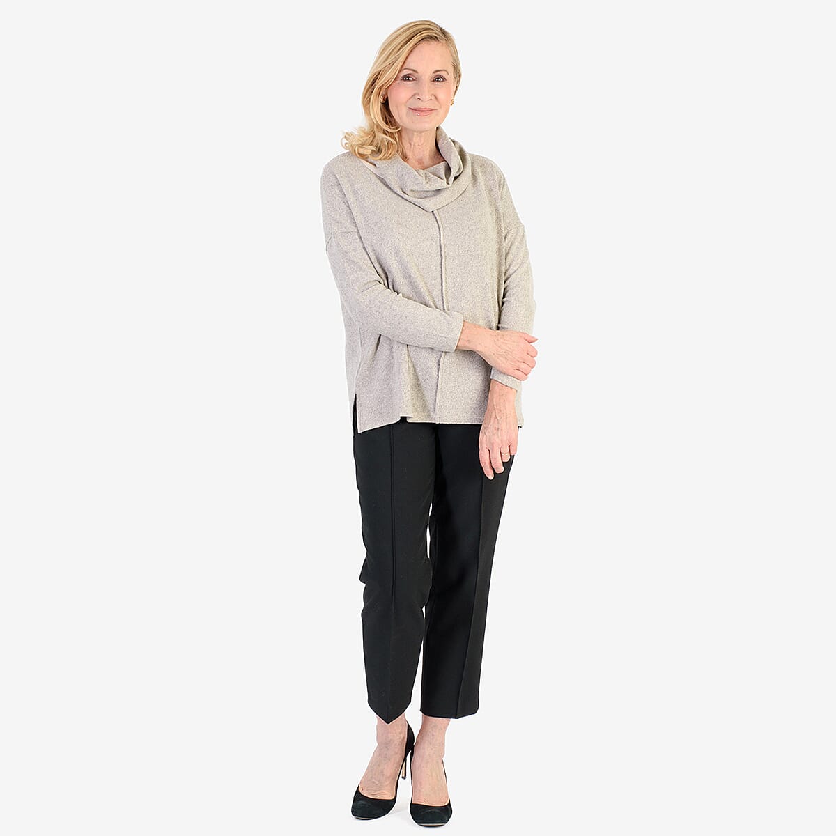 Pure &amp; Natural Drop Shoulder Top With Cowl Neck (Size 14-16) - Beige V32602287 0