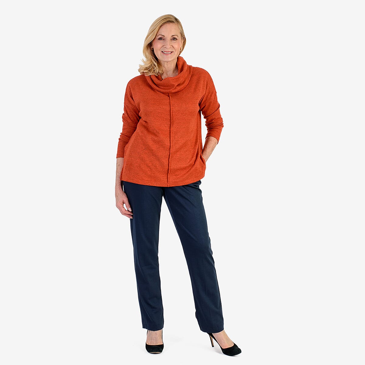 Pure &amp; Natural Drop Shoulder Top With Cowl Neck (Size L) - Orange 8123041 0