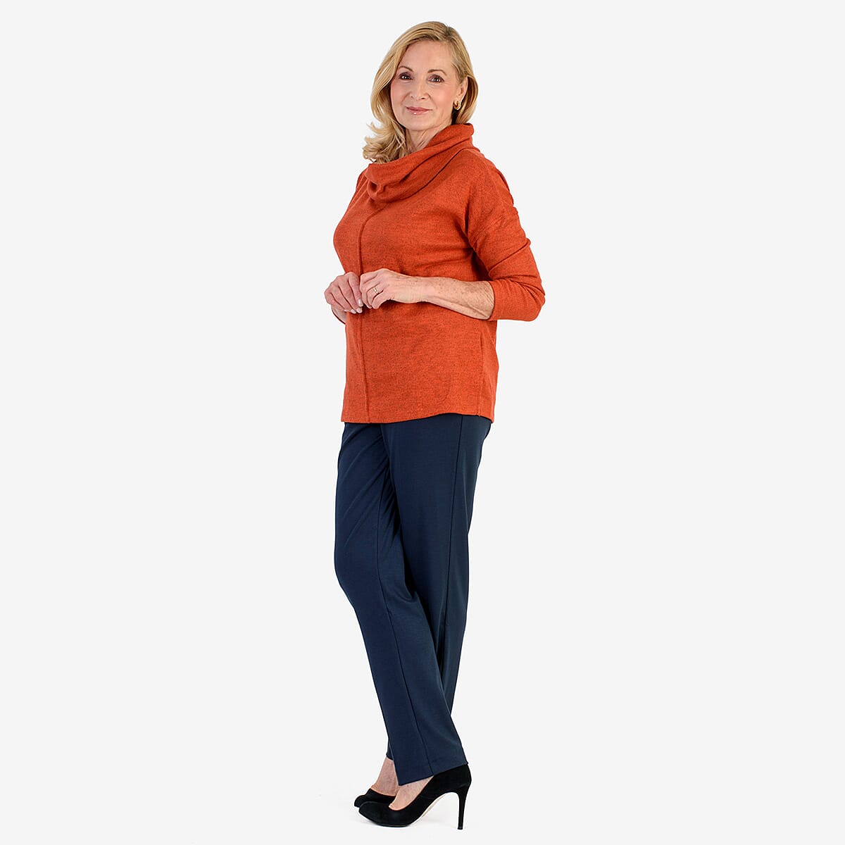 Pure &amp; Natural Drop Shoulder Top With Cowl Neck (Size L) - Orange 8123041 1