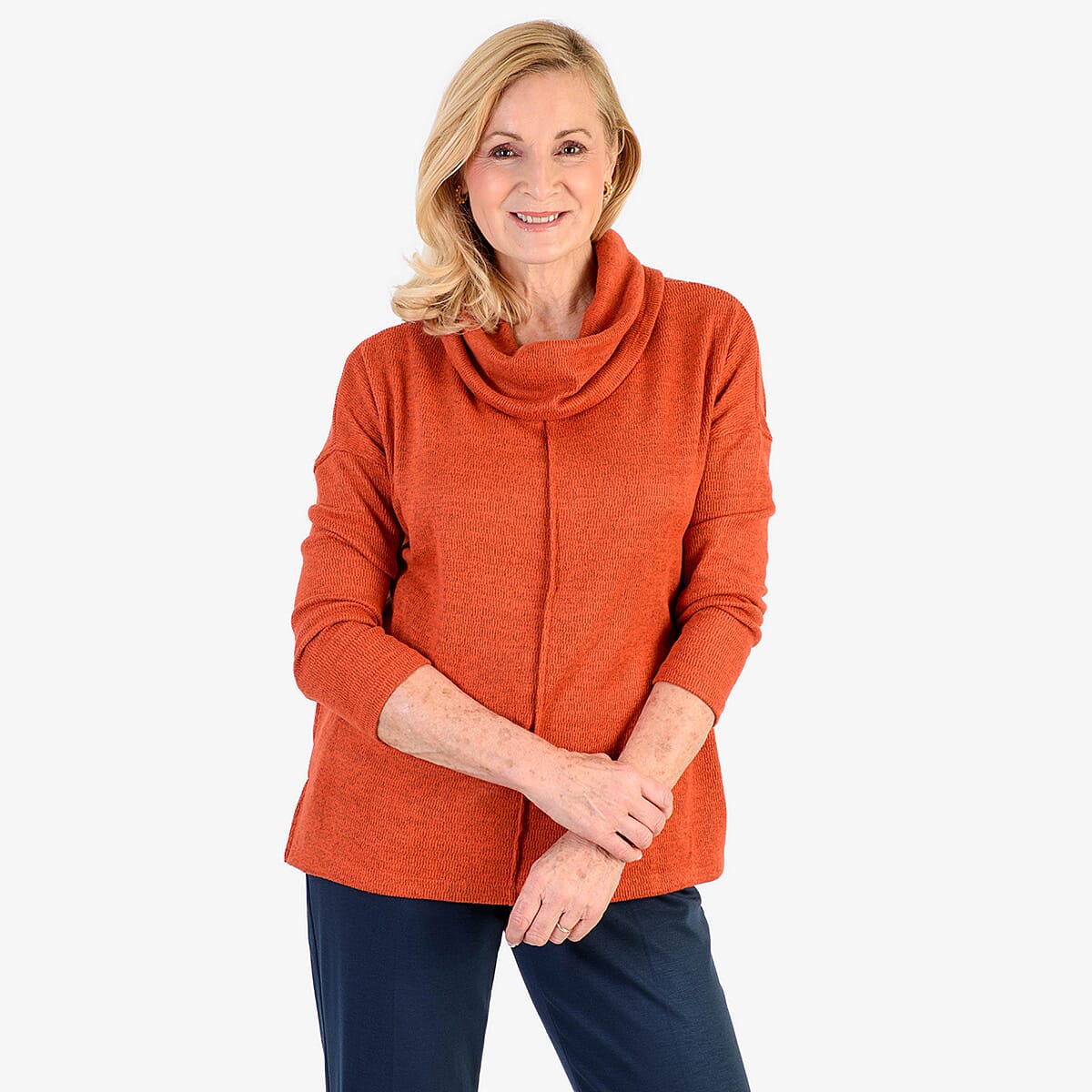 Pure &amp; Natural Drop Shoulder Top With Cowl Neck (Size L) - Orange 8123041 4