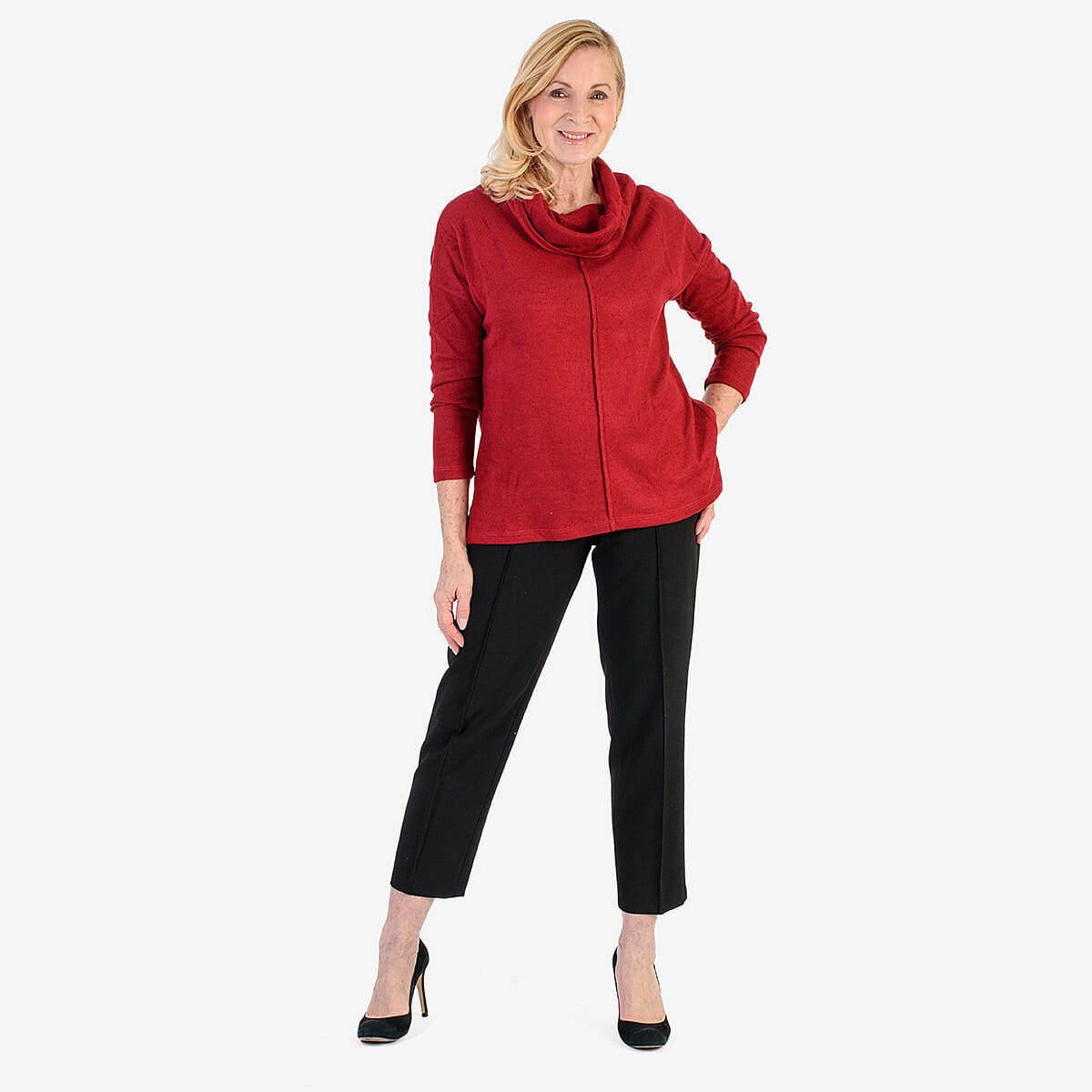 Pure &amp; Natural Drop Shoulder Top With Cowl Neck (Size L) - Red 8123029 0