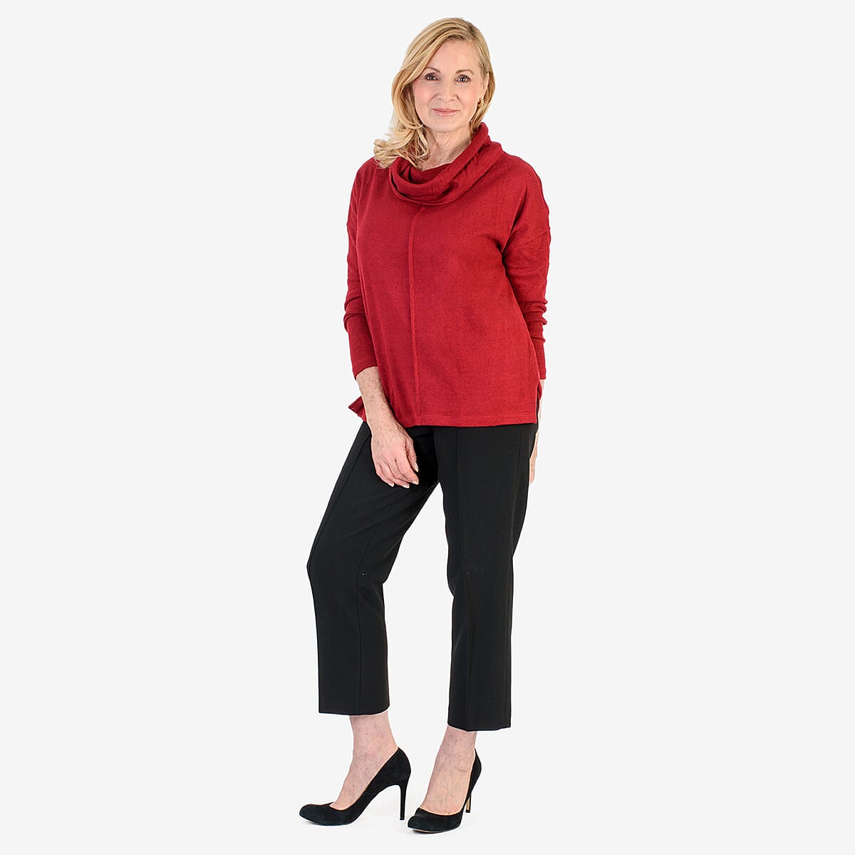 Pure &amp; Natural Drop Shoulder Top With Cowl Neck (Size L) - Red 8123029 1