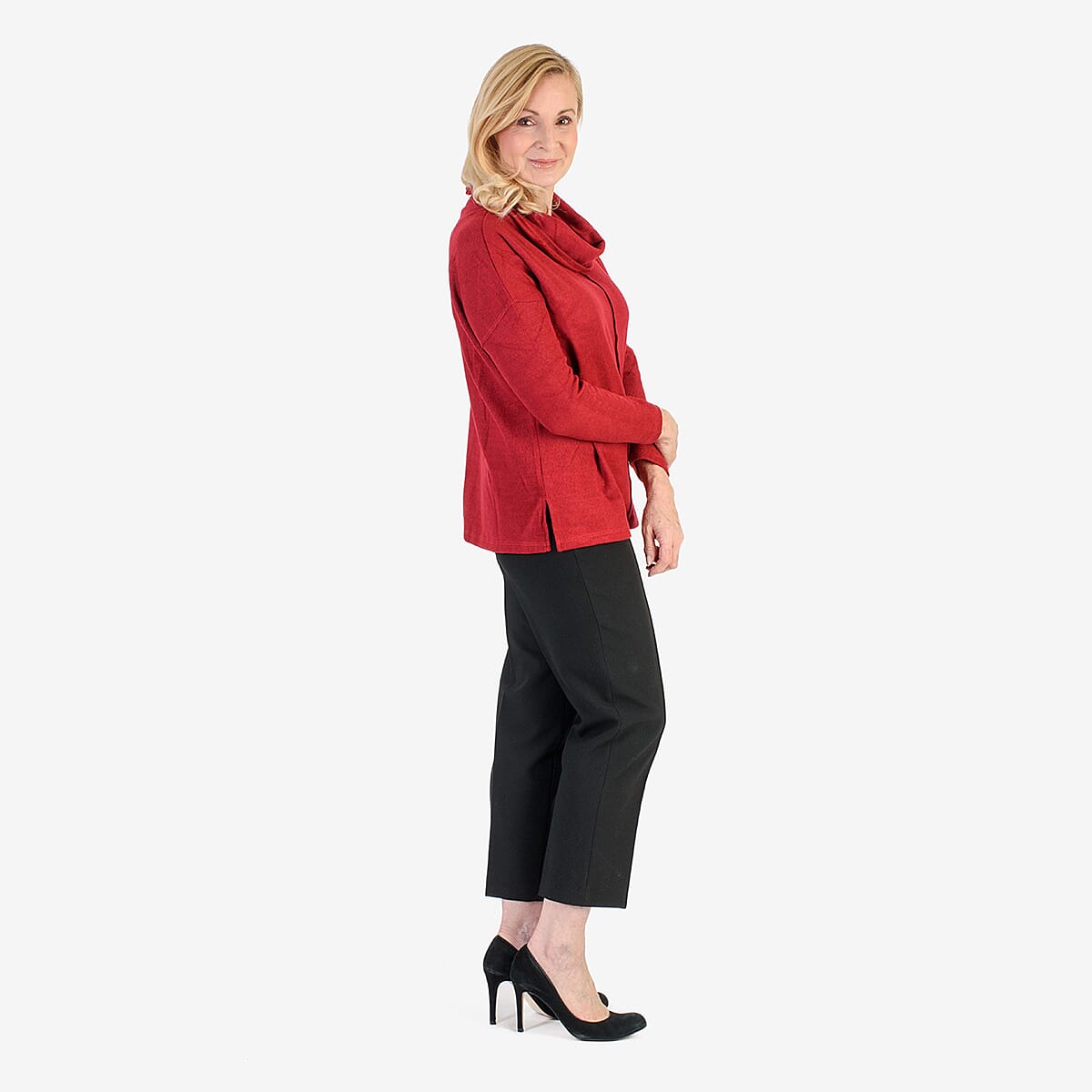 Pure &amp; Natural Drop Shoulder Top With Cowl Neck (Size L) - Red 8123029 3