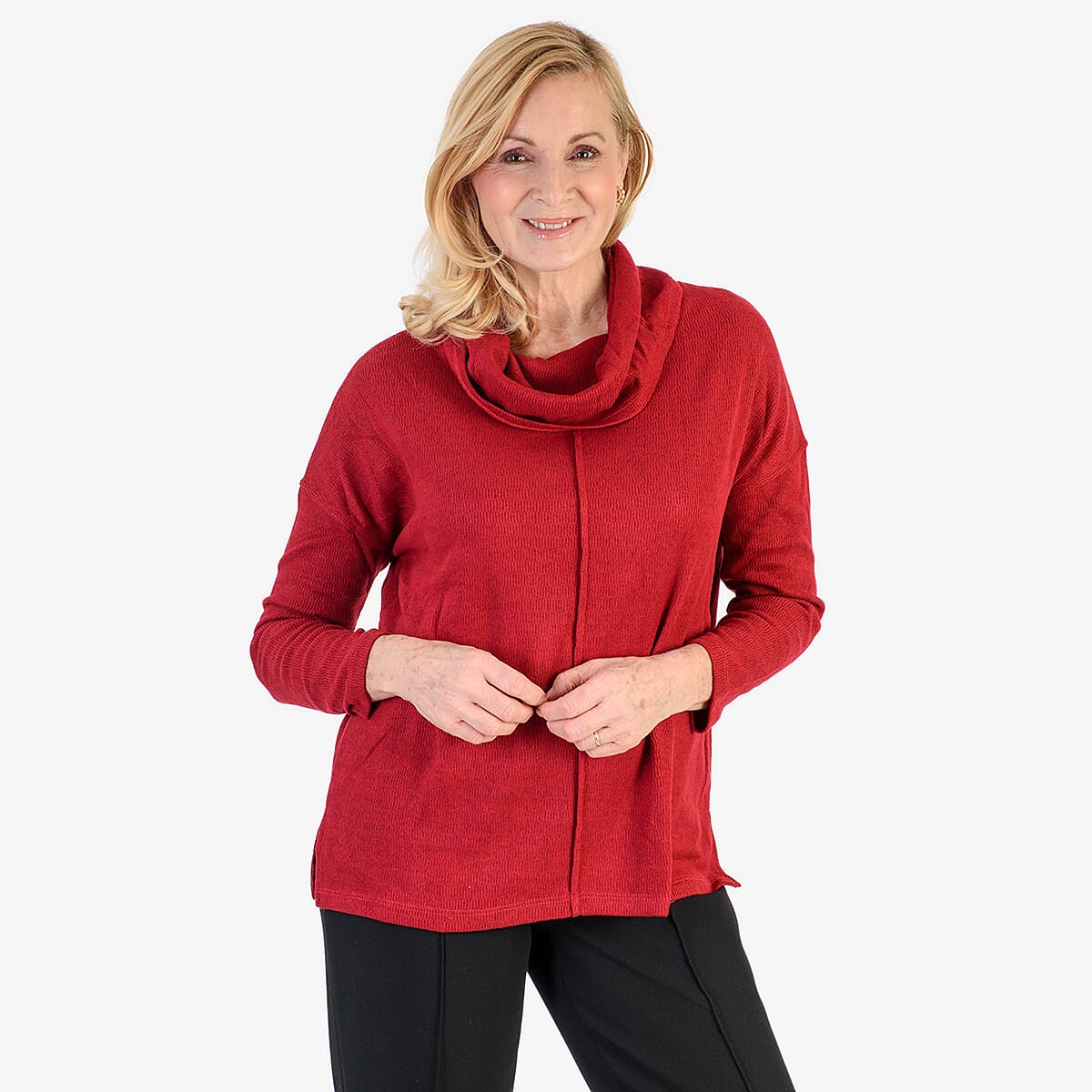 Pure &amp; Natural Drop Shoulder Top With Cowl Neck (Size L) - Red 8123029 4