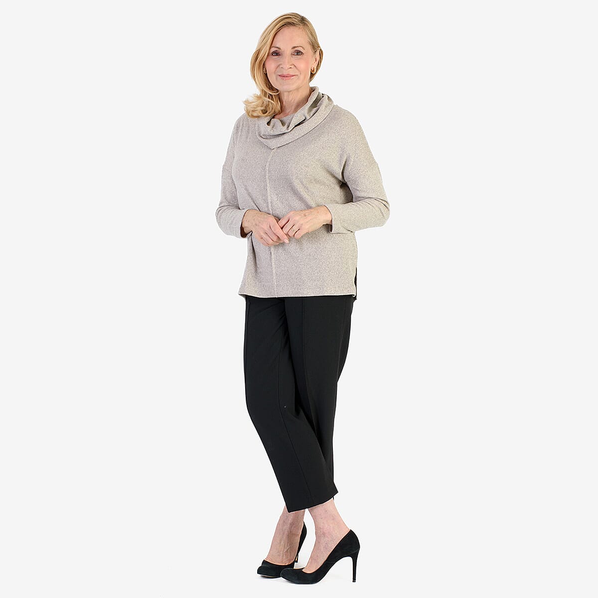 Pure &amp; Natural Drop Shoulder Top With Cowl Neck (Size 16-18) - Beige V32552788 1