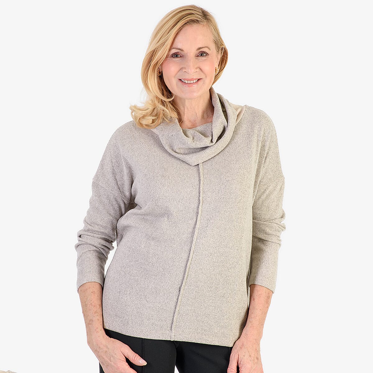 Pure &amp; Natural Drop Shoulder Top With Cowl Neck (Size 16-18) - Beige V32552788 4