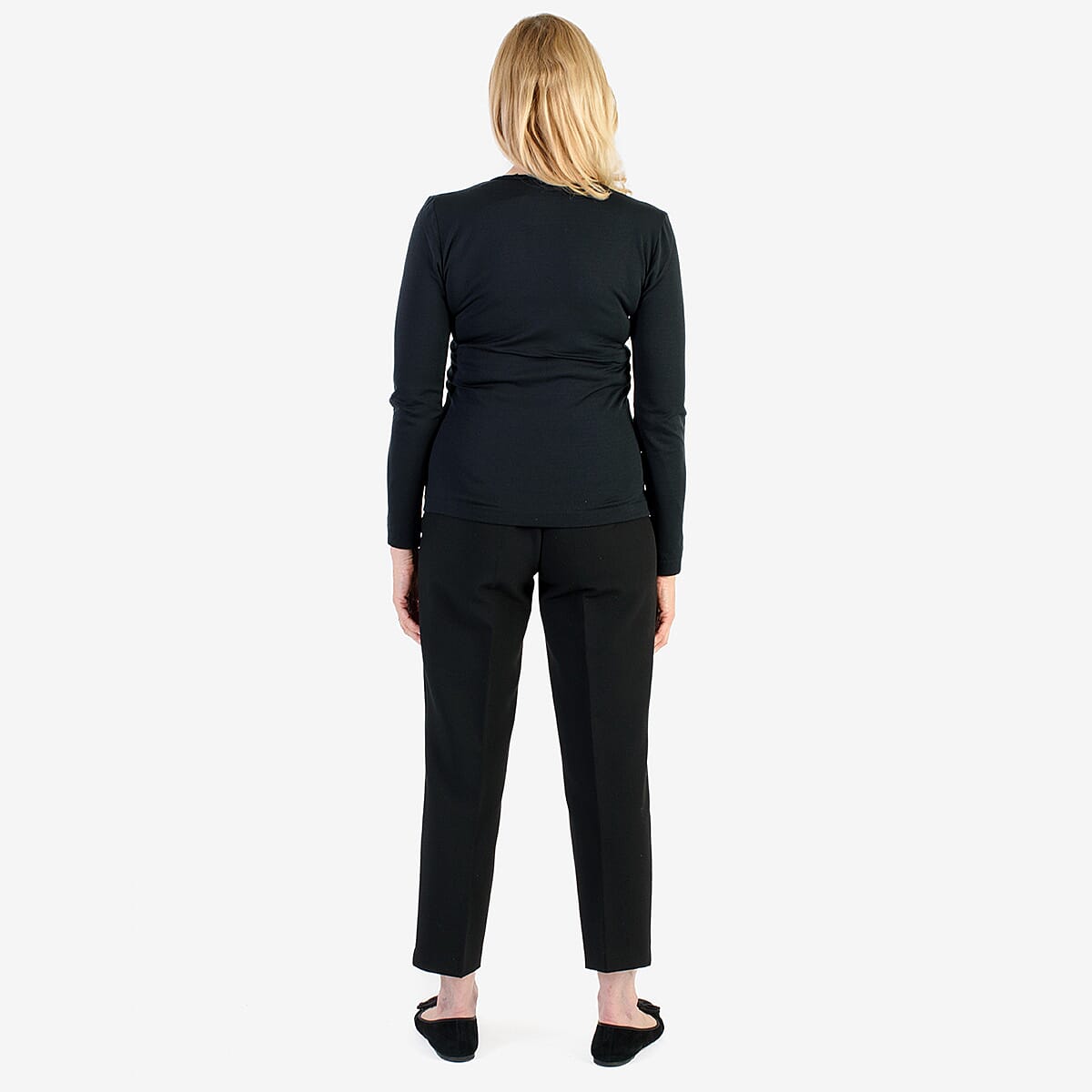 Pure &amp; Natural Round Neck Fleece Lined Top (Size S) - Black V32606474 2