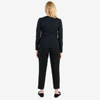 Pure & Natural Round Neck Fleece Lined Top (Size S) - Black