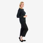 Pure & Natural Round Neck Fleece Lined Top (Size S) - Black