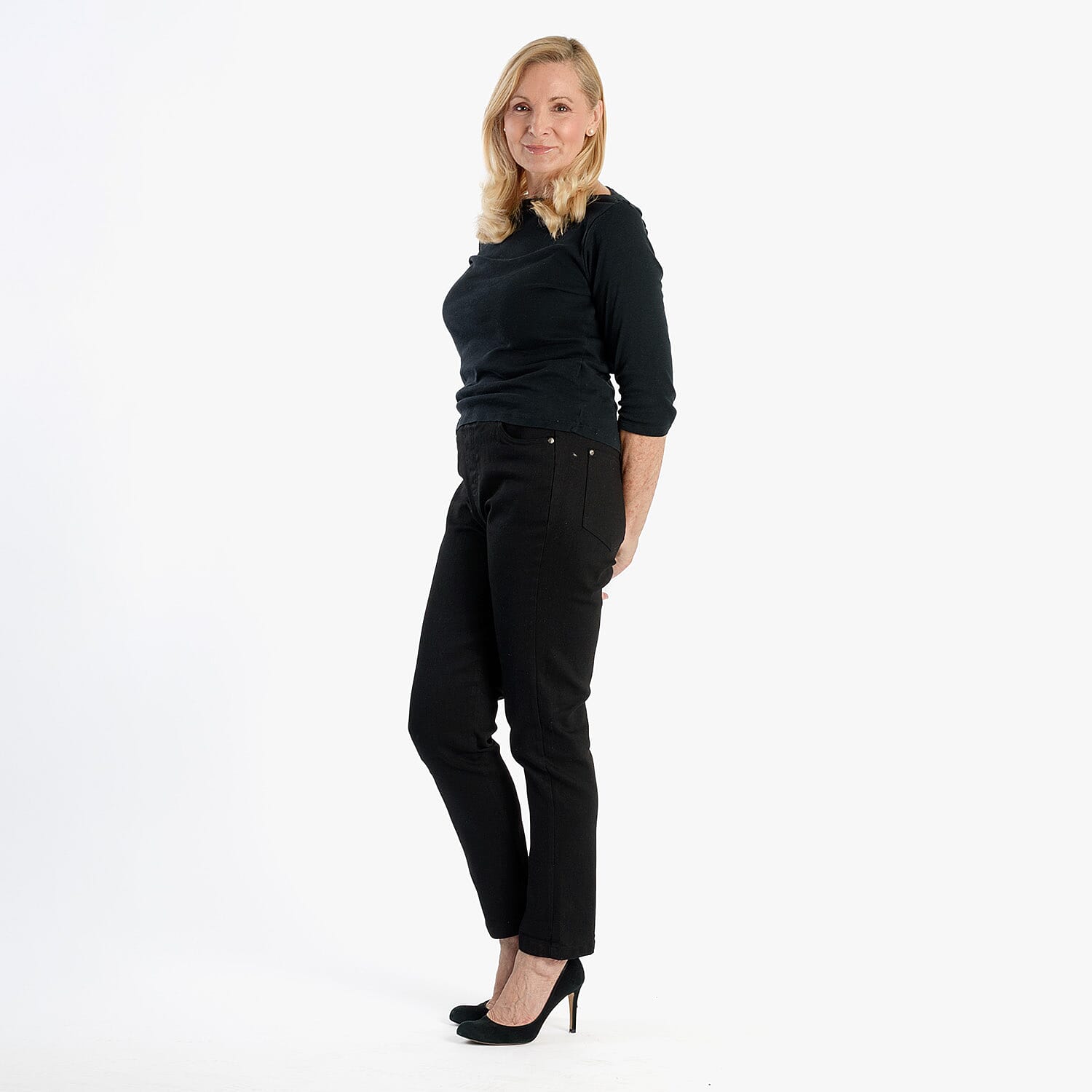 Pure &amp; Natural Straight Leg Denim Jeans (Size 16) - Black V32516302 1