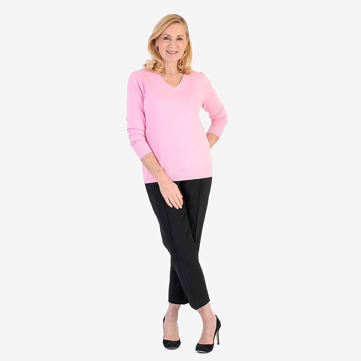 Pure &amp; Natural V-Neck Jumper (Size 10) - Light Pink 8267116 0
