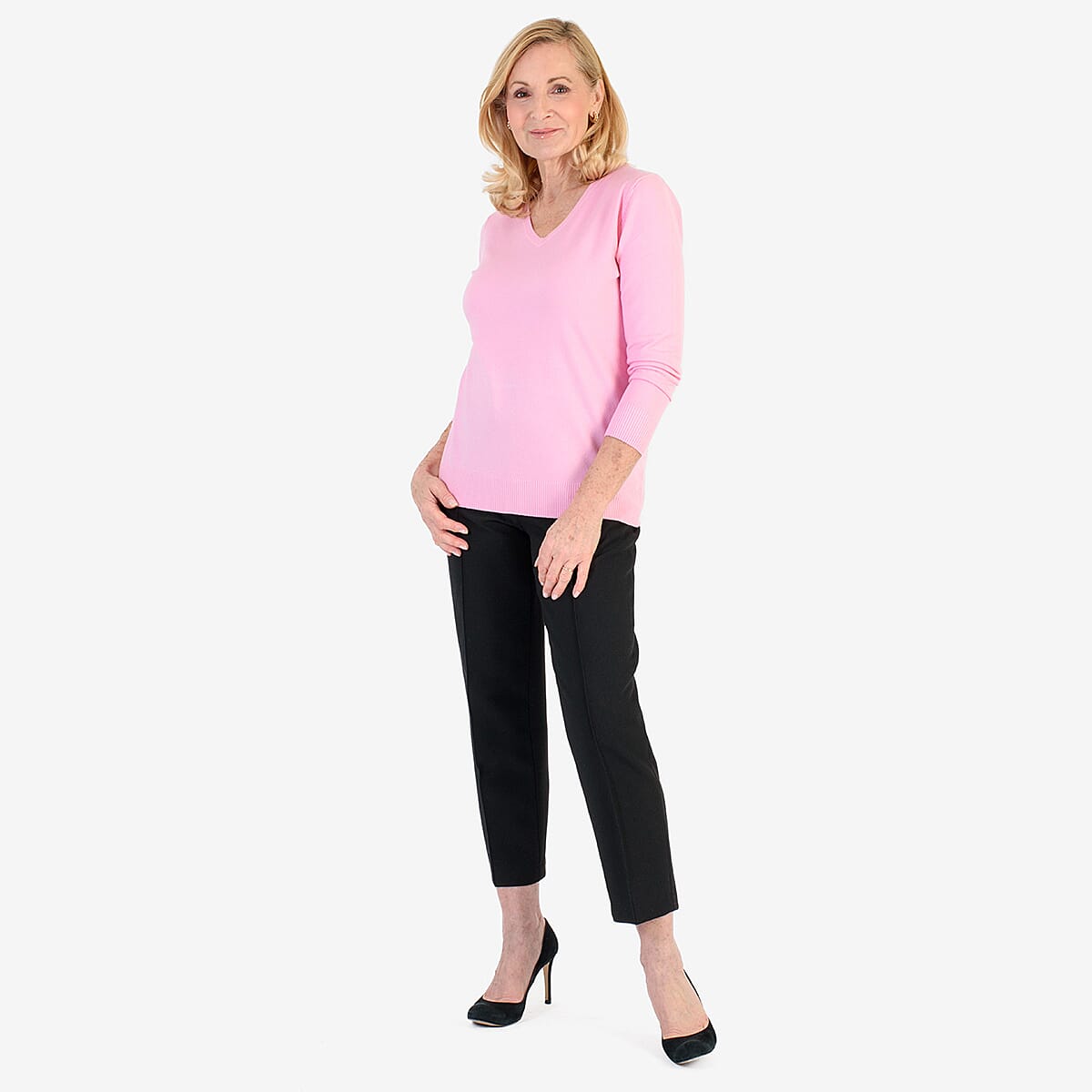 Pure &amp; Natural V-Neck Jumper (Size 10) - Light Pink 8267116 1