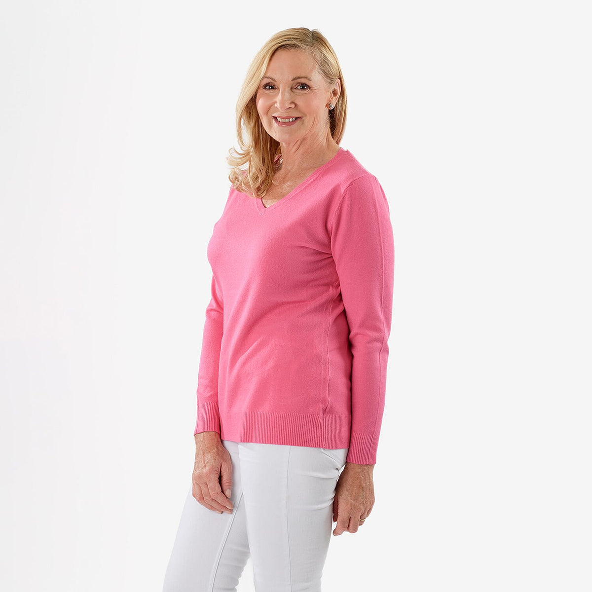 Pure &amp; Natural V-Neck Jumper (Size 12) - Cerise V32565765 0