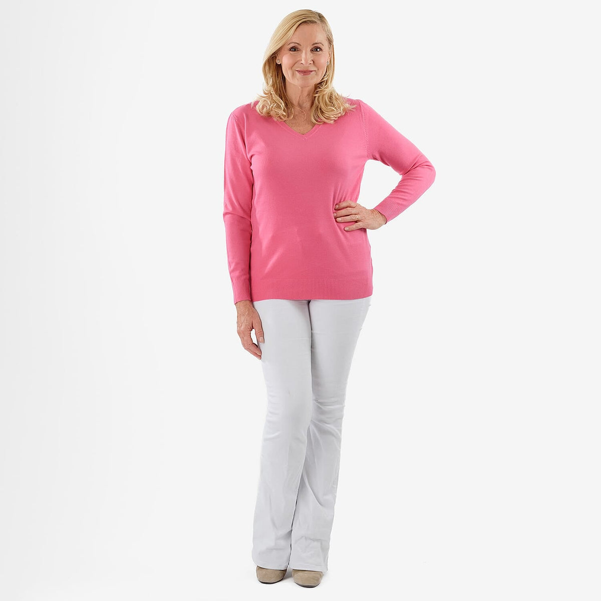 Pure &amp; Natural V-Neck Jumper (Size 12) - Cerise V32565765 1