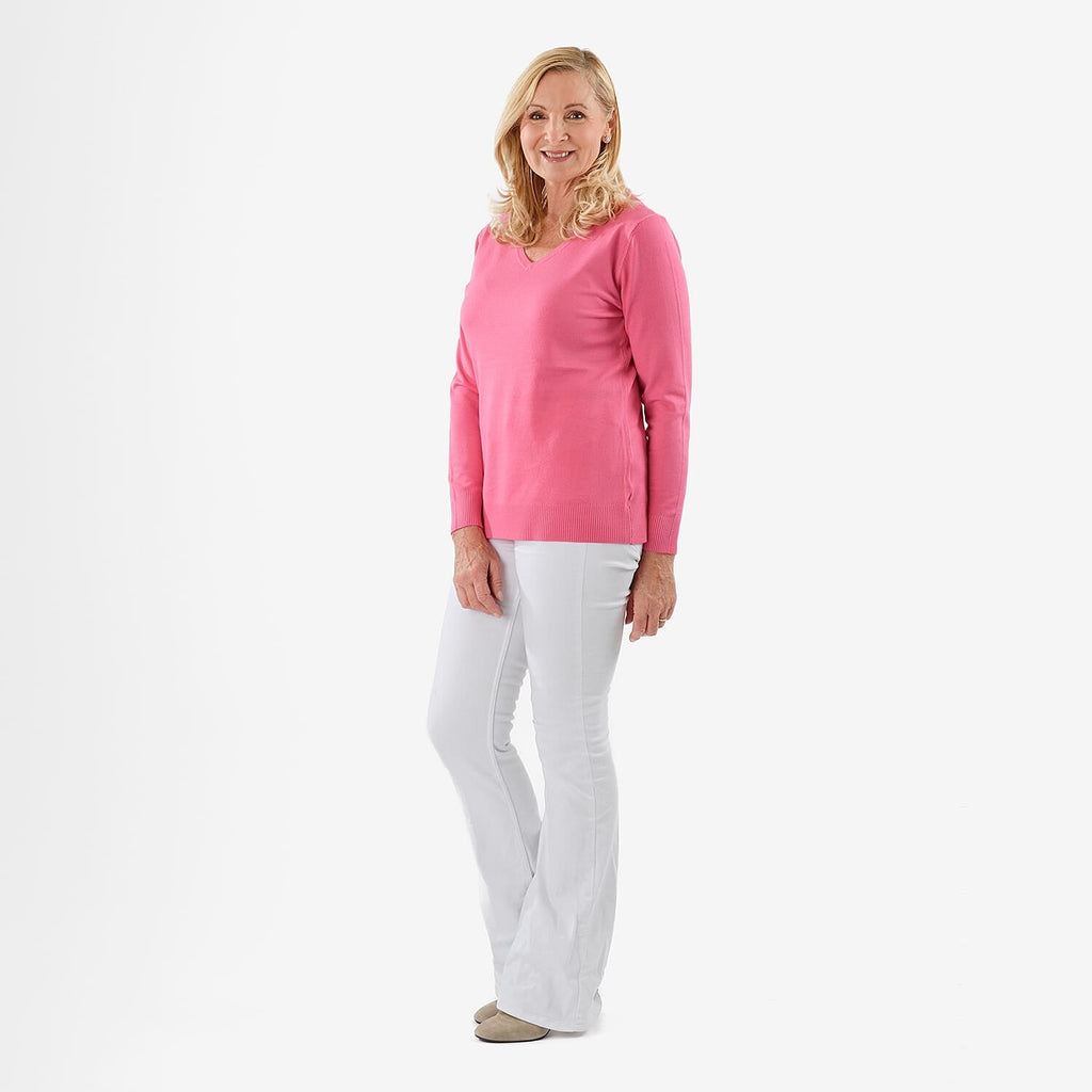 Pure & Natural V-Neck Jumper (Size 12) - Cerise