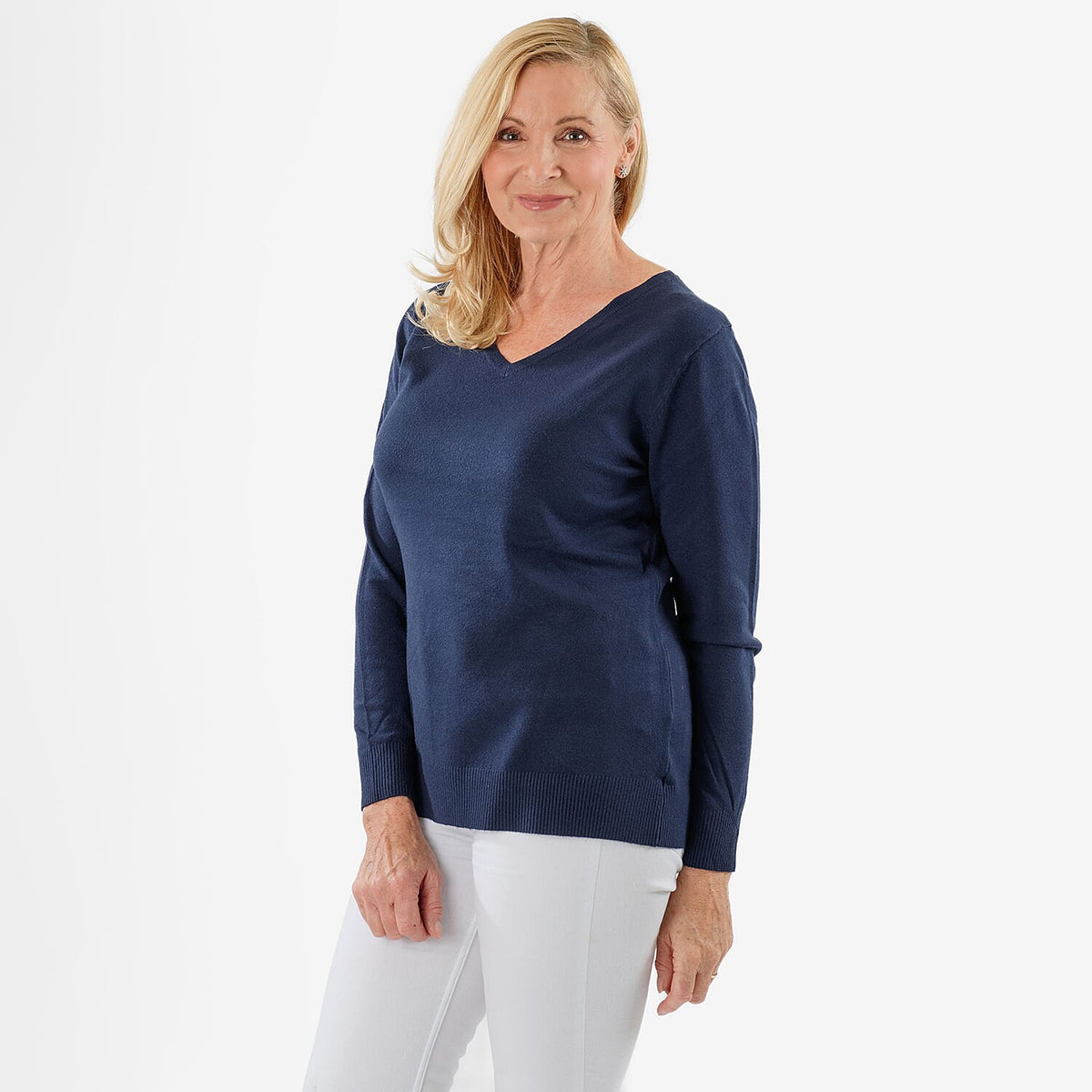 Pure &amp; Natural V-Neck Jumper (Size 12) - Navy V32535090 0
