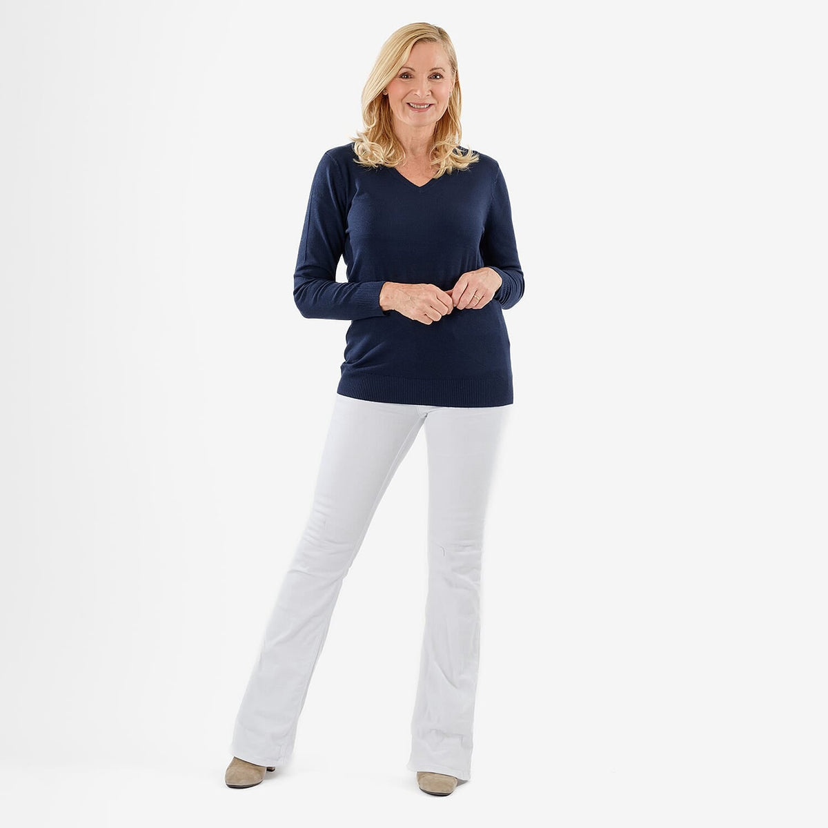 Pure &amp; Natural V-Neck Jumper (Size 12) - Navy V32535090 1