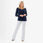 Pure & Natural V-Neck Jumper (Size 12) - Navy