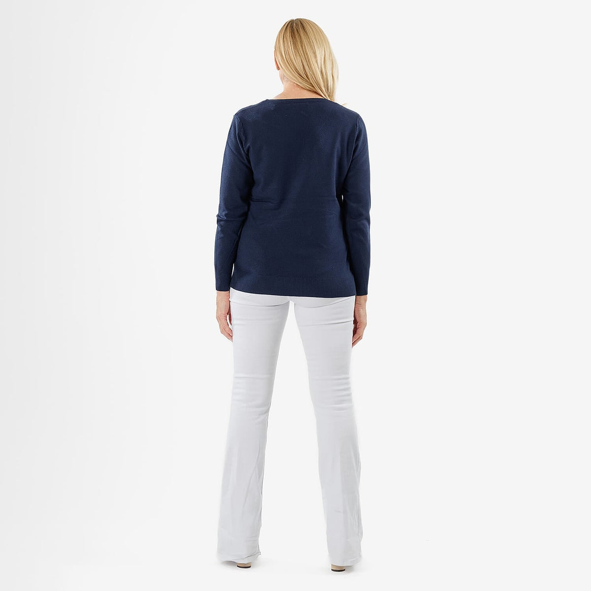 Pure &amp; Natural V-Neck Jumper (Size 12) - Navy V32535090 3