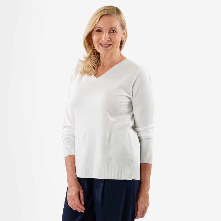 Pure And Natural V-Neck Jumper (Size - 12) - White 8267127 1
